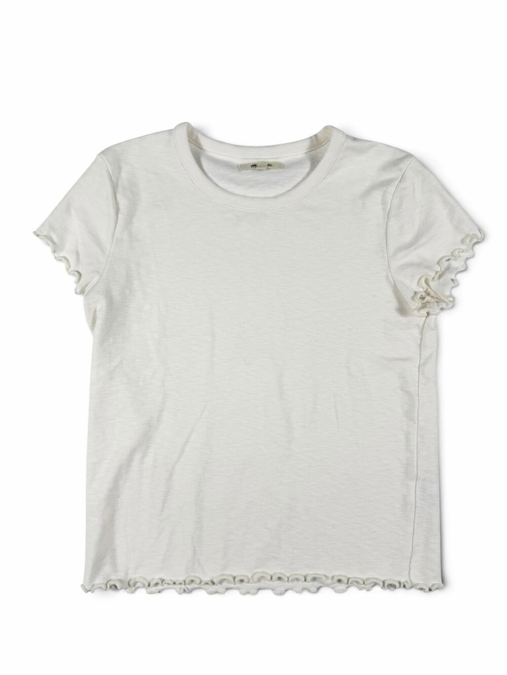 Madewell Baby Tee Lettuce Edge Ruffle Short Sleeve Ivory Medium